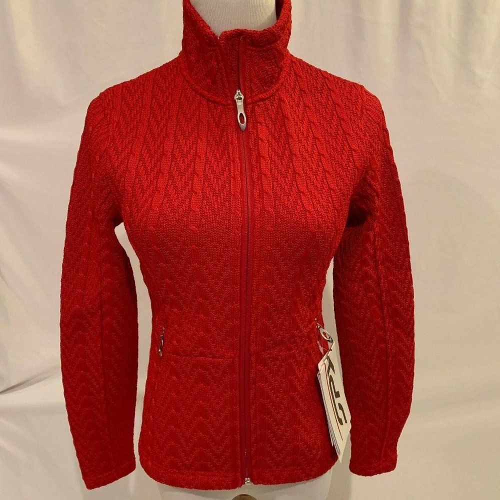 Spyder Major Cable Core Sweater Full Zip Fleece Jacket NWT Size XS Red $…
